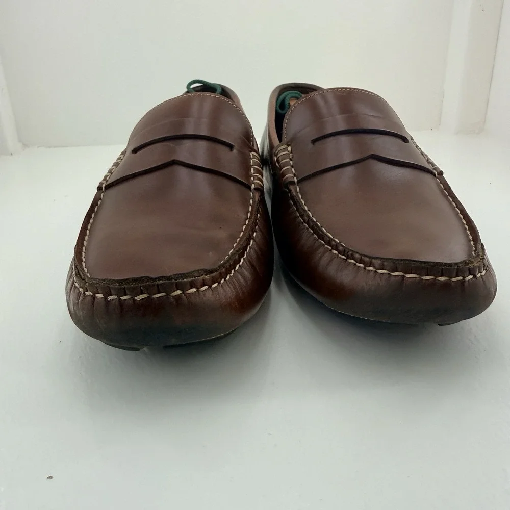 Johnston & Murphy Mens 10.5 M Brown Leather Penny Loafers Moc Toe Driving Shoes